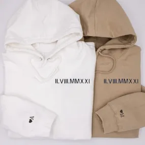 "Anniversary Date Roman Numeral" Matching Hoodies - Personalized Matching Hoodies For Couples