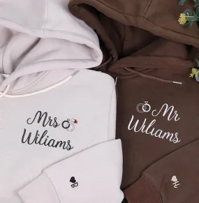 "Mr. & Mrs." Matching Couple Hoodies - Personalized Matching Sweatshirts For Couples