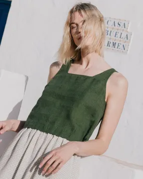 R: PERCE cropped linen top (Size: M; Color: Admiral Blue)