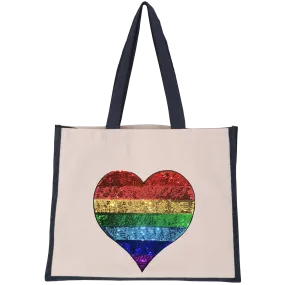 Rainbow Heart Midi Tote Bag