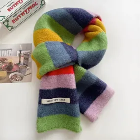 Rainbow Stripes Merino/Mohair Scarf Men And Women