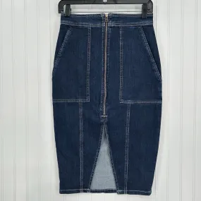 Ramy Brook Skirt Womens 26 Marietta Denim Blue Jean Midi Pencil Zipper Slit EUC