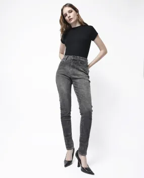 Rareism Women Zaisho Grey Cotton Elastane Fabric Solid Regular Length Jeans