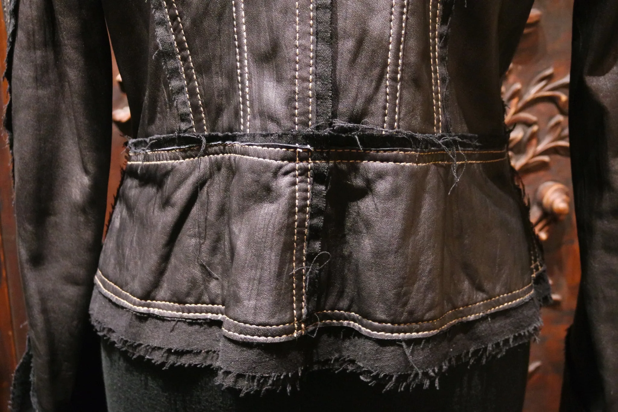 Raw 7 Embellished Black Leather Jacket
