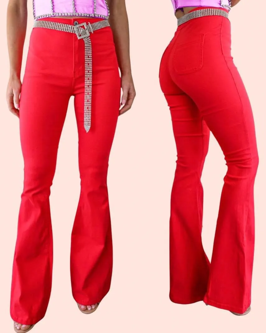 Rayla Red Super Stretch Bell Bottoms