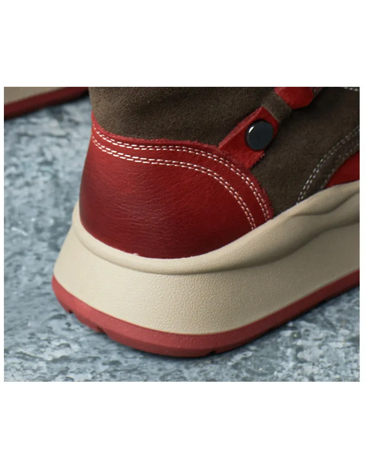 Real Leather Color Matching Non-slip High-top Winter Snow Boots 35-41