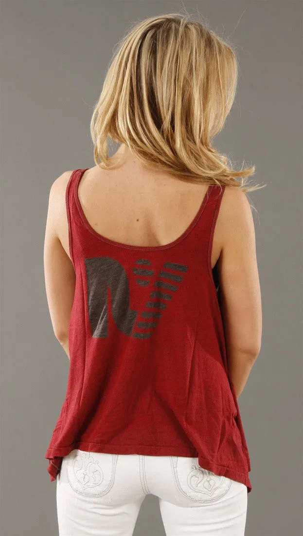 Rebel Yell Make Love Heart Hankie Tank in Heather Red