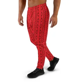 Red Abstract Patterned Men's Joggers, Best Hot Red Yes Print Premium Colorful Men's Joggers Casual Sweatpants - Made in EU