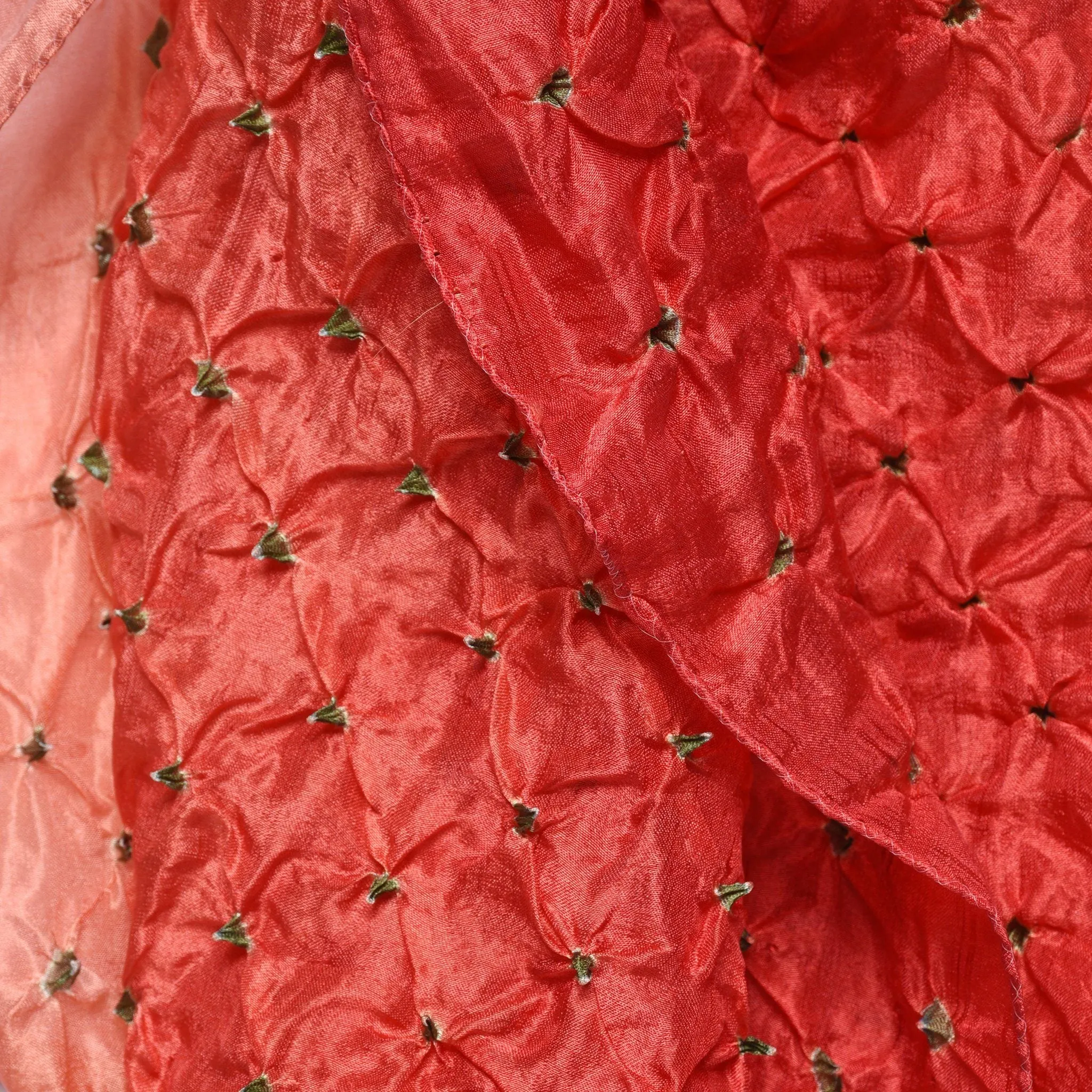 Red Bandhani Silk Scarf from Rajasthan