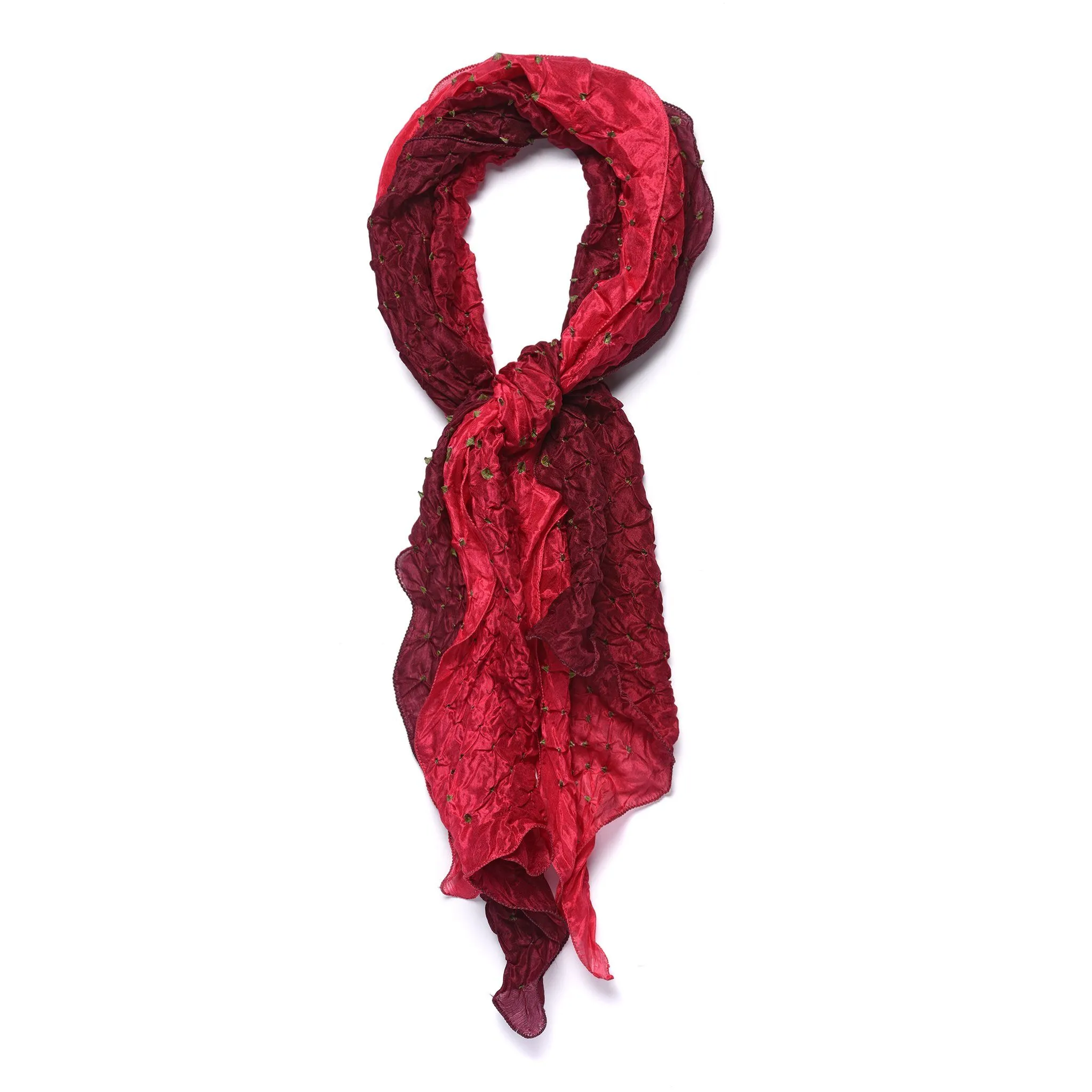 Red Bandhani Silk Scarf from Rajasthan