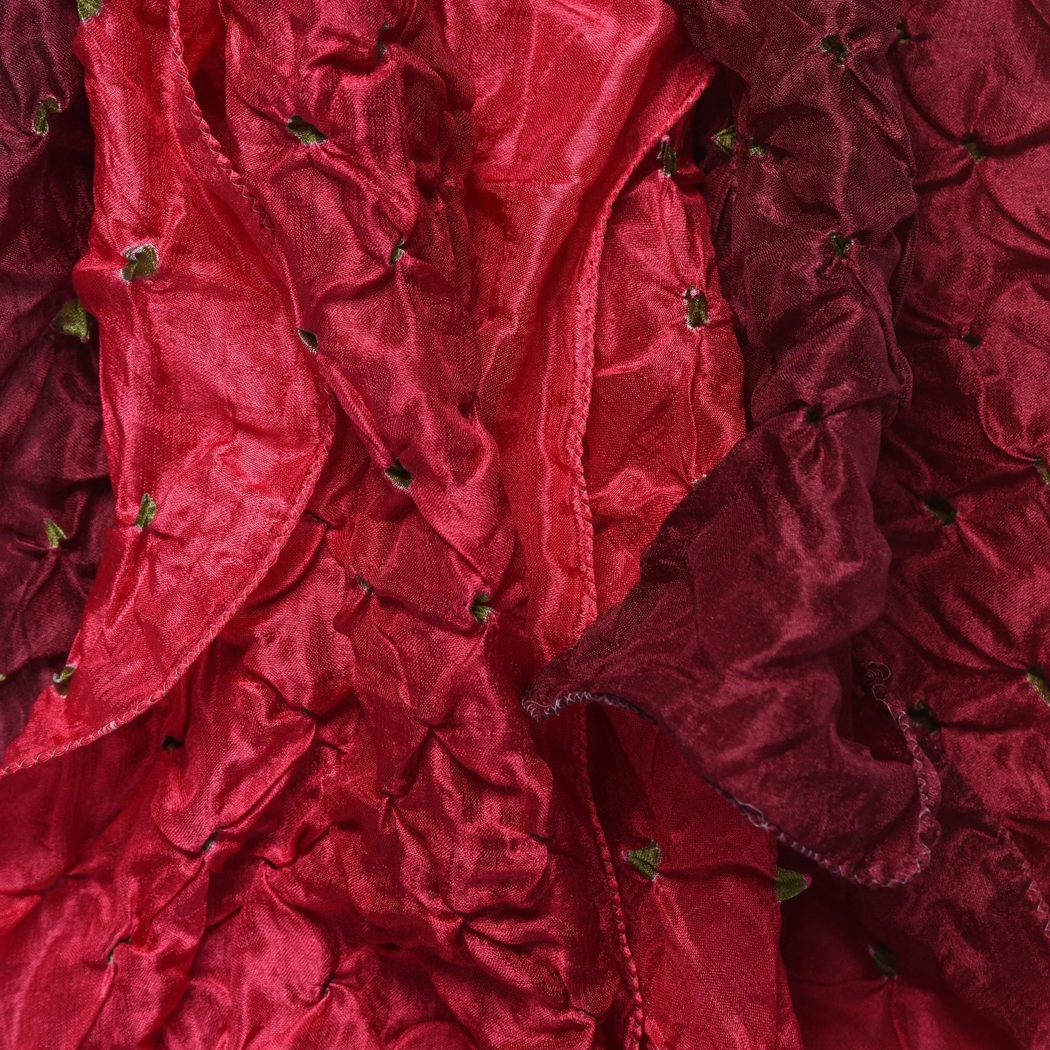 Red Bandhani Silk Scarf from Rajasthan