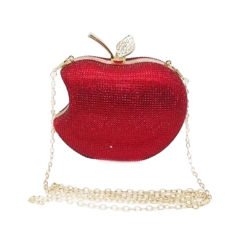 Red Blue Black Polyester Solid Color Rhinestone Evening Bags