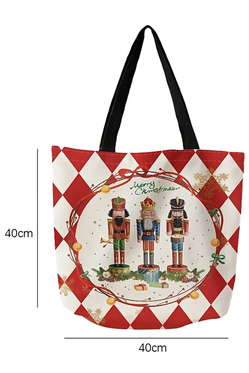 Red Checkered Nutcracker Tote Bag