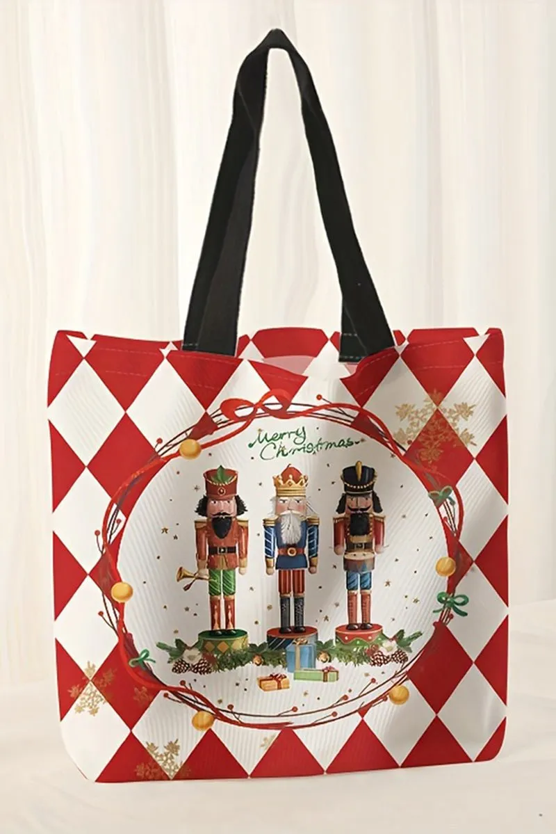 Red Checkered Nutcracker Tote Bag