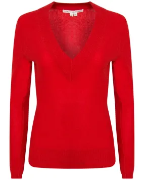 Red Coleta V Neck Cashmere Sweater