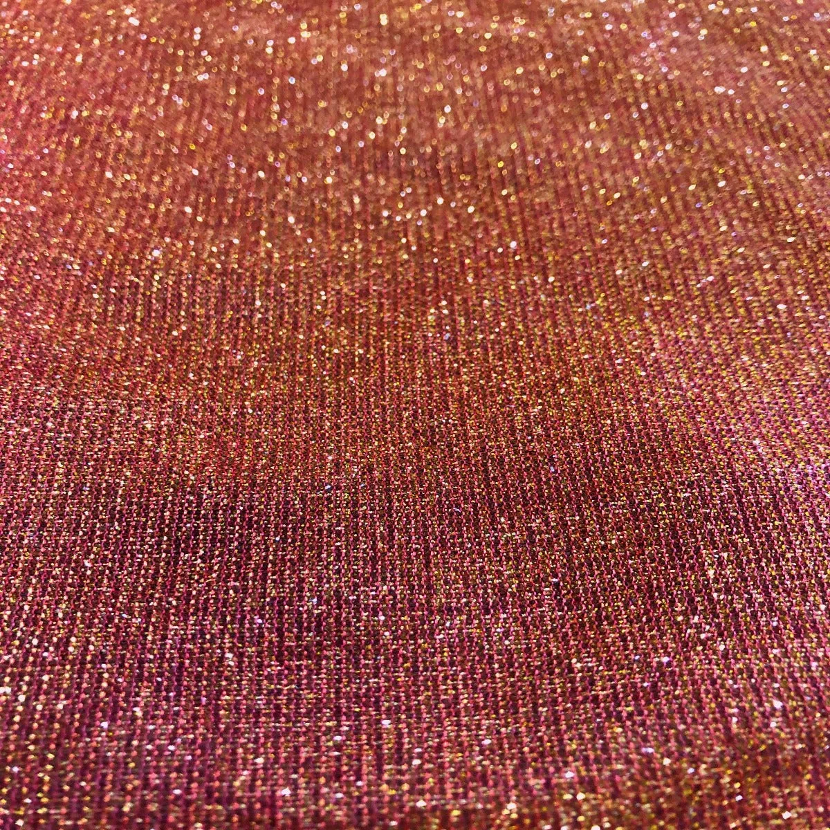 Red Gold Holographic Shimmer Glitter Spandex Fabric