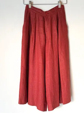 Red Linen Walking Shorts