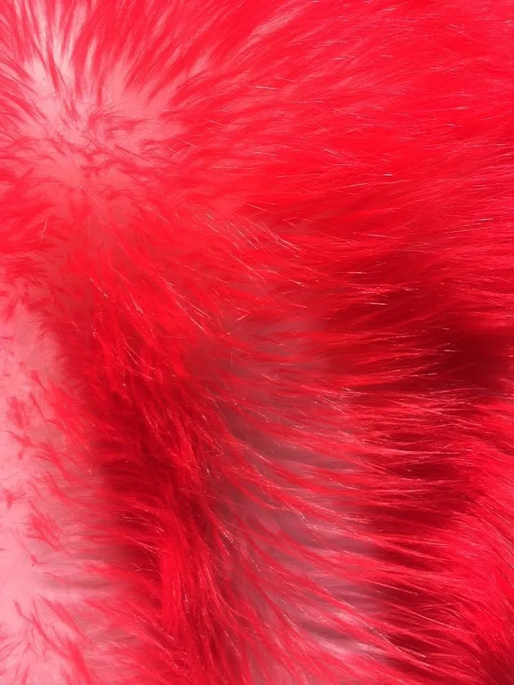 Red / off whitecotton candy design shaggy faux fun fur /2 tone super soft faux fur -sold by yard