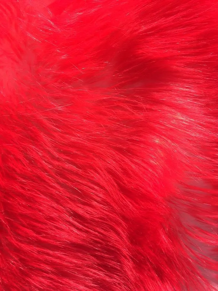 Red / off whitecotton candy design shaggy faux fun fur /2 tone super soft faux fur -sold by yard