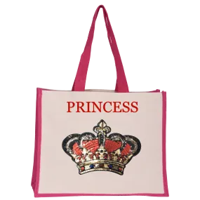 Red Sequin Crown Midi Tote Bag