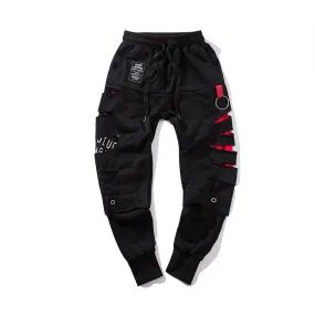 Red striped joggers