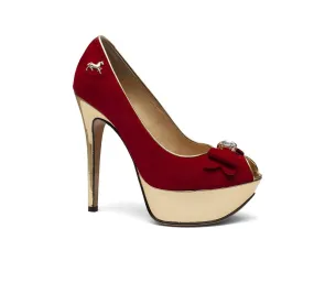 Red Suede Platform Heels