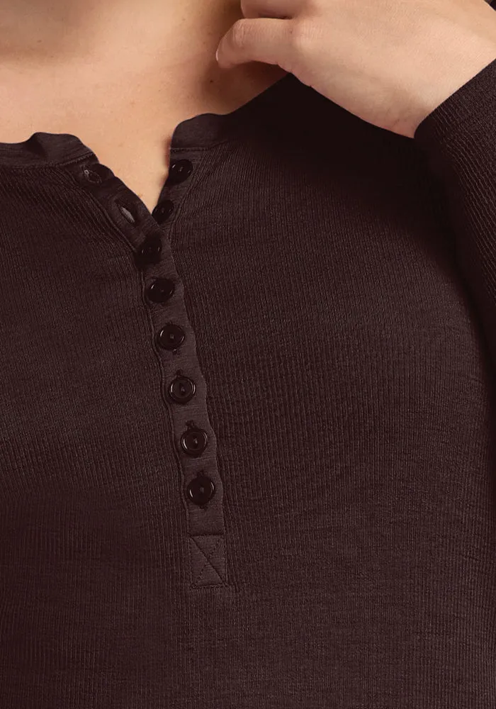 Reese Ribbed Henley • Final Sale Deals! - French Roast
