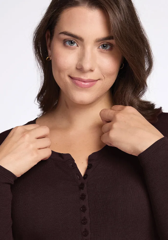 Reese Ribbed Henley • Final Sale Deals! - French Roast