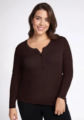 Reese Ribbed Henley • Final Sale Deals! - French Roast
