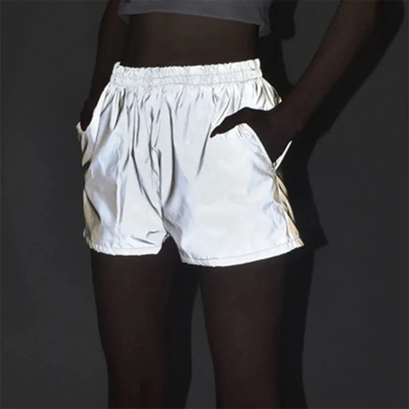 Reflective Solid Casual Short Shirt