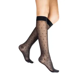 Rejuva Sheer Dot 15-20 mmHg Knee High Compression Socks