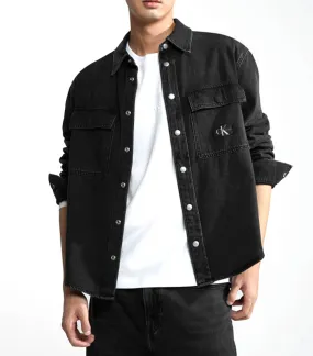 Relaxed Linear Denim Shirt Black