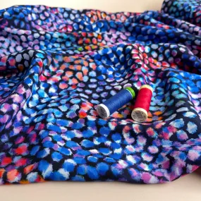 REMNANT 0.55 Metre - Chroma Blue Cheetah Rayon Fabric