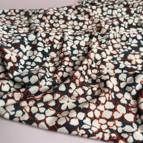 REMNANT 0.58 Metres - Petals on Grey Viscose Jersey Fabric