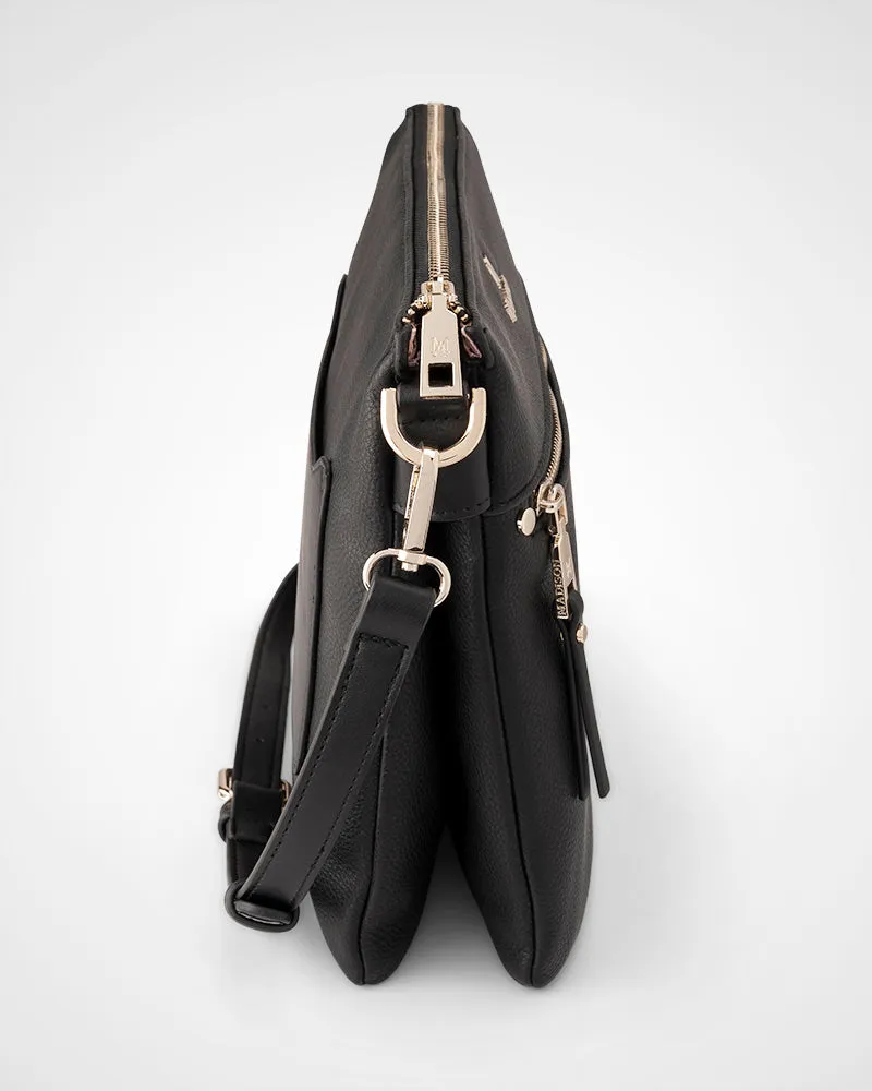 Renee Zip Top 2 Compartment Crossbody Bag   Leopard Bag Strap