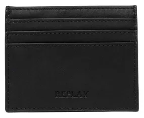 Replay Mens Cardholder In Black Leather with Large Branding
