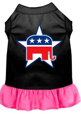 Republican Screen Print Dress Black With Bright Pink Xl (16)