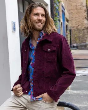 Retro Vintage Burgundy Corduroy Unisex Western Jacket