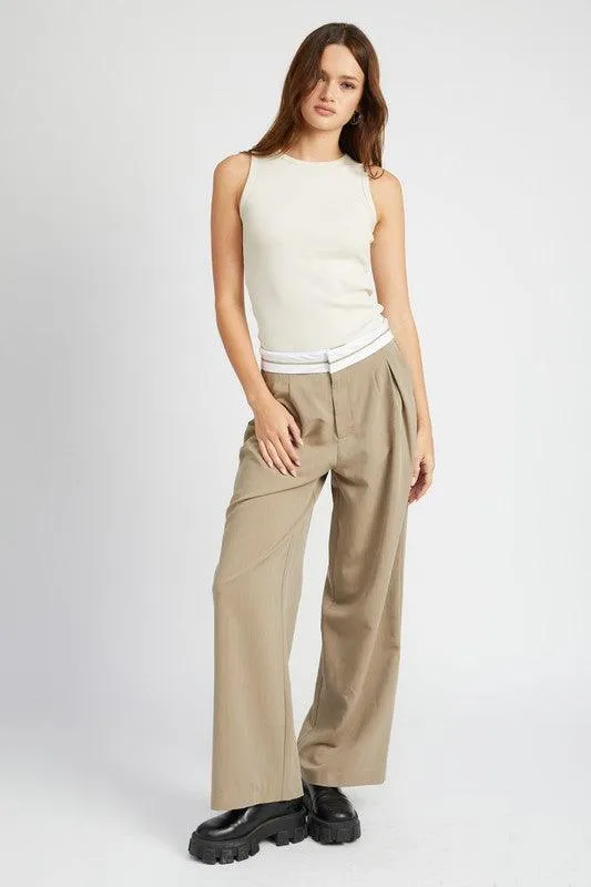 Reverse Waist Band Tailored Pants