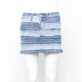 Rework Denim Stripped Skirt