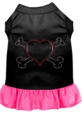 Rhinestone Heart And Crossbones Dress Black With Bright Pink Xxl (18)