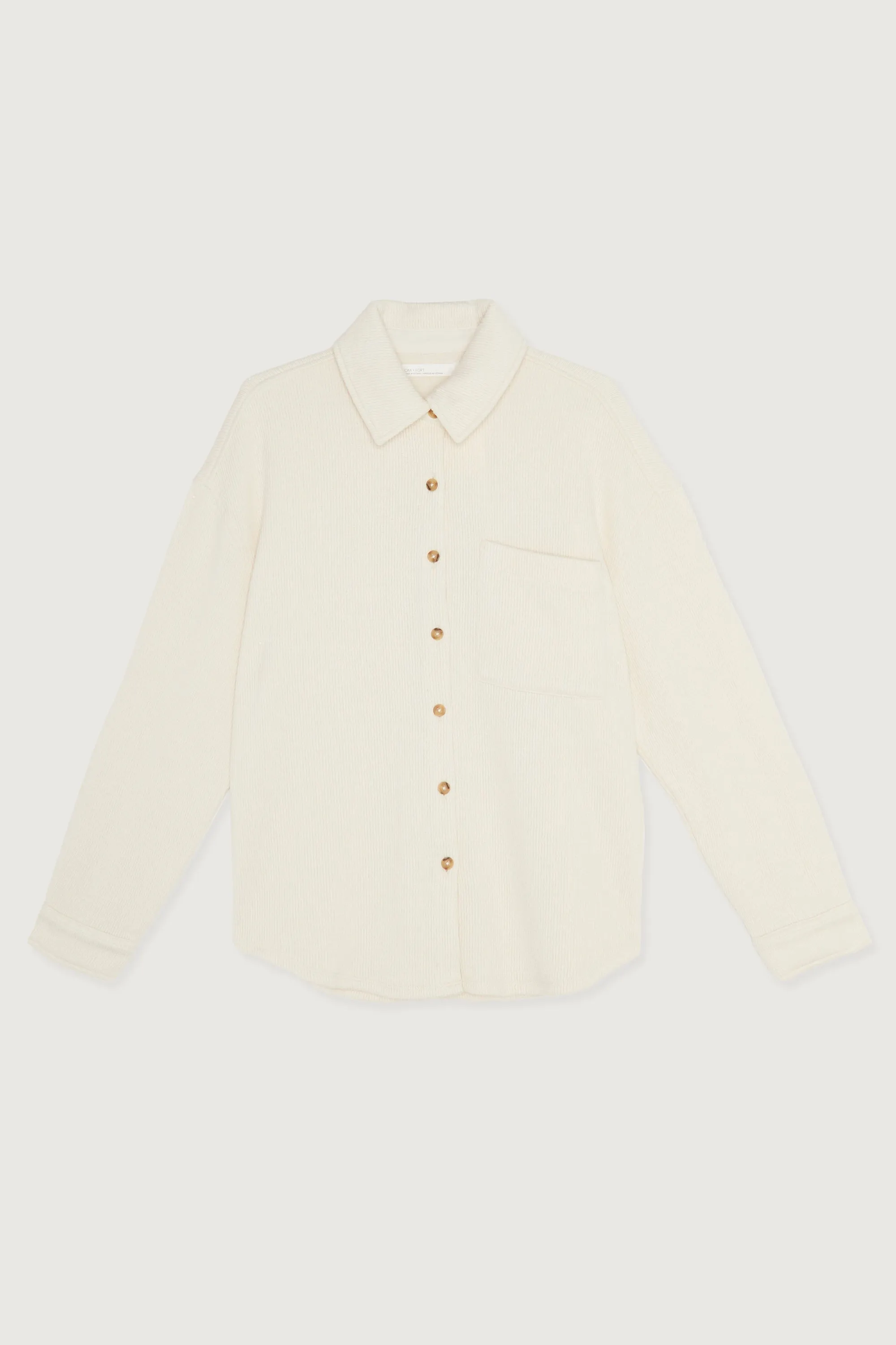 RIB-KNIT BUTTON UP