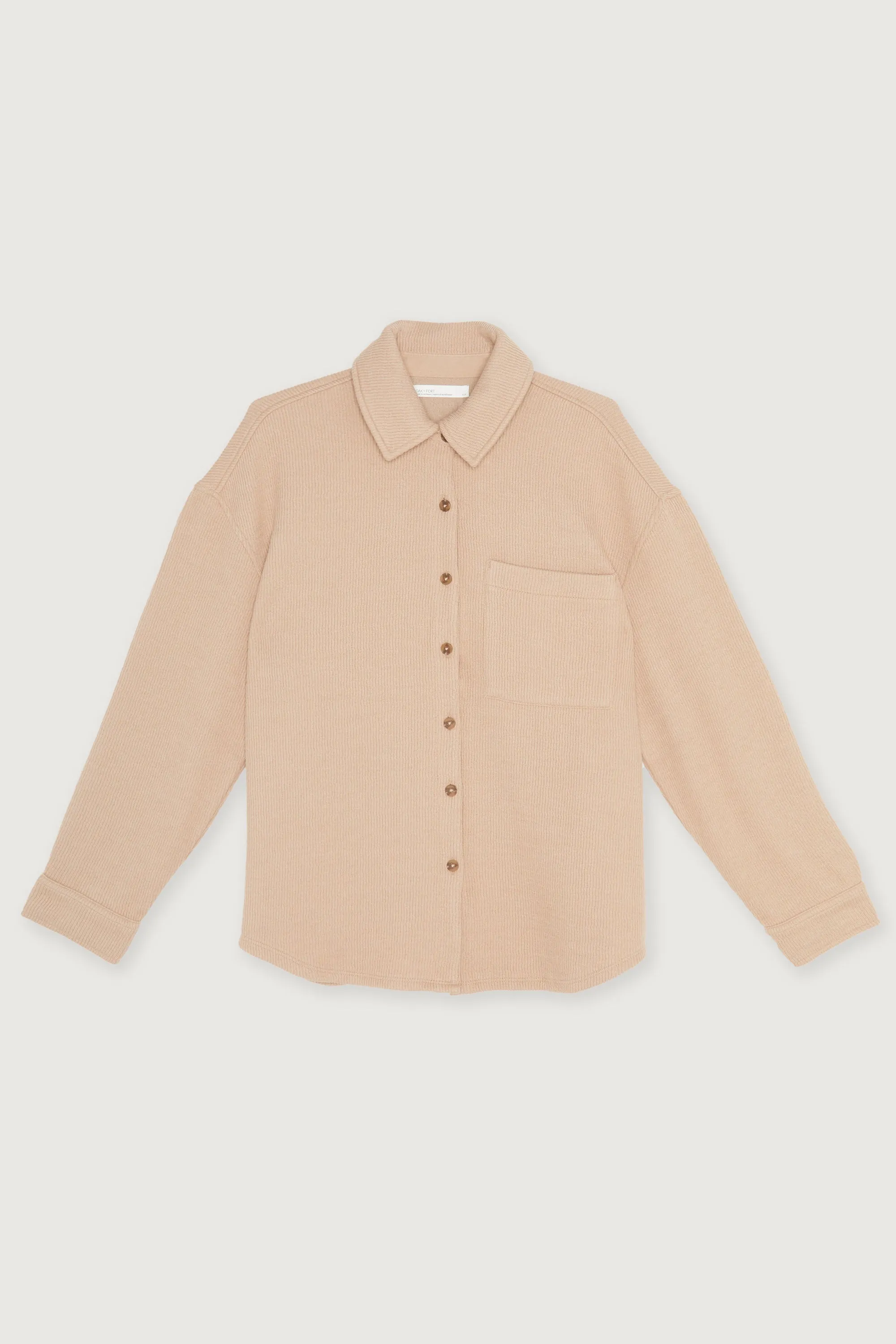 RIB-KNIT BUTTON UP