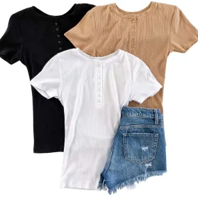 Ribbed Henley Top