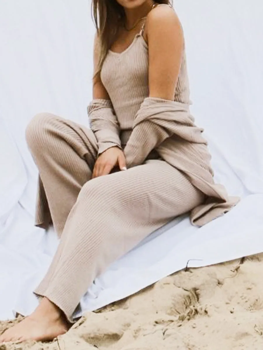 Ribbed Loungewear Co-Ord Three Piece Set