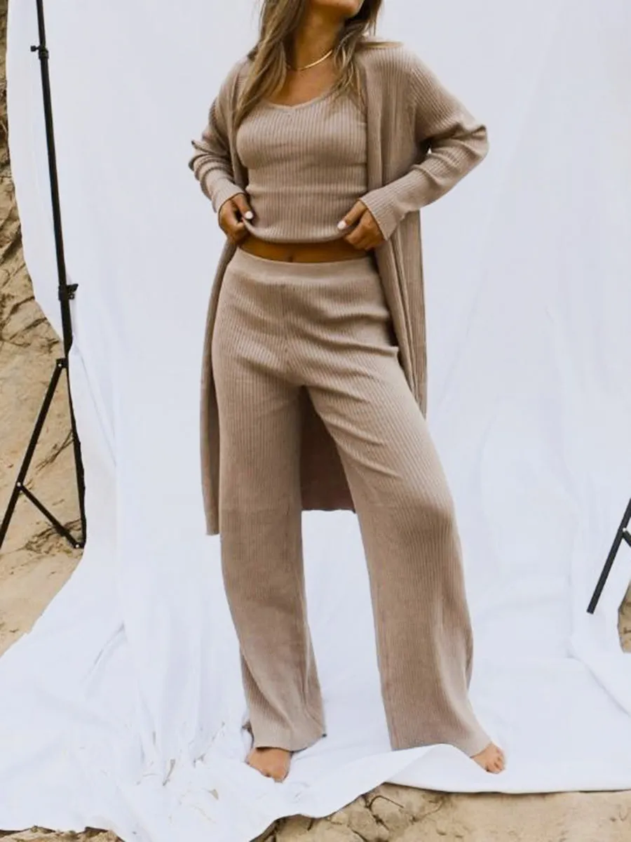 Ribbed Loungewear Co-Ord Three Piece Set