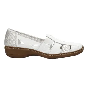 Rieker Women's Doric Woven Loafers- White