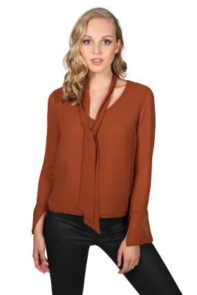 RIMA SCARF BLOUSE - WHISKEY