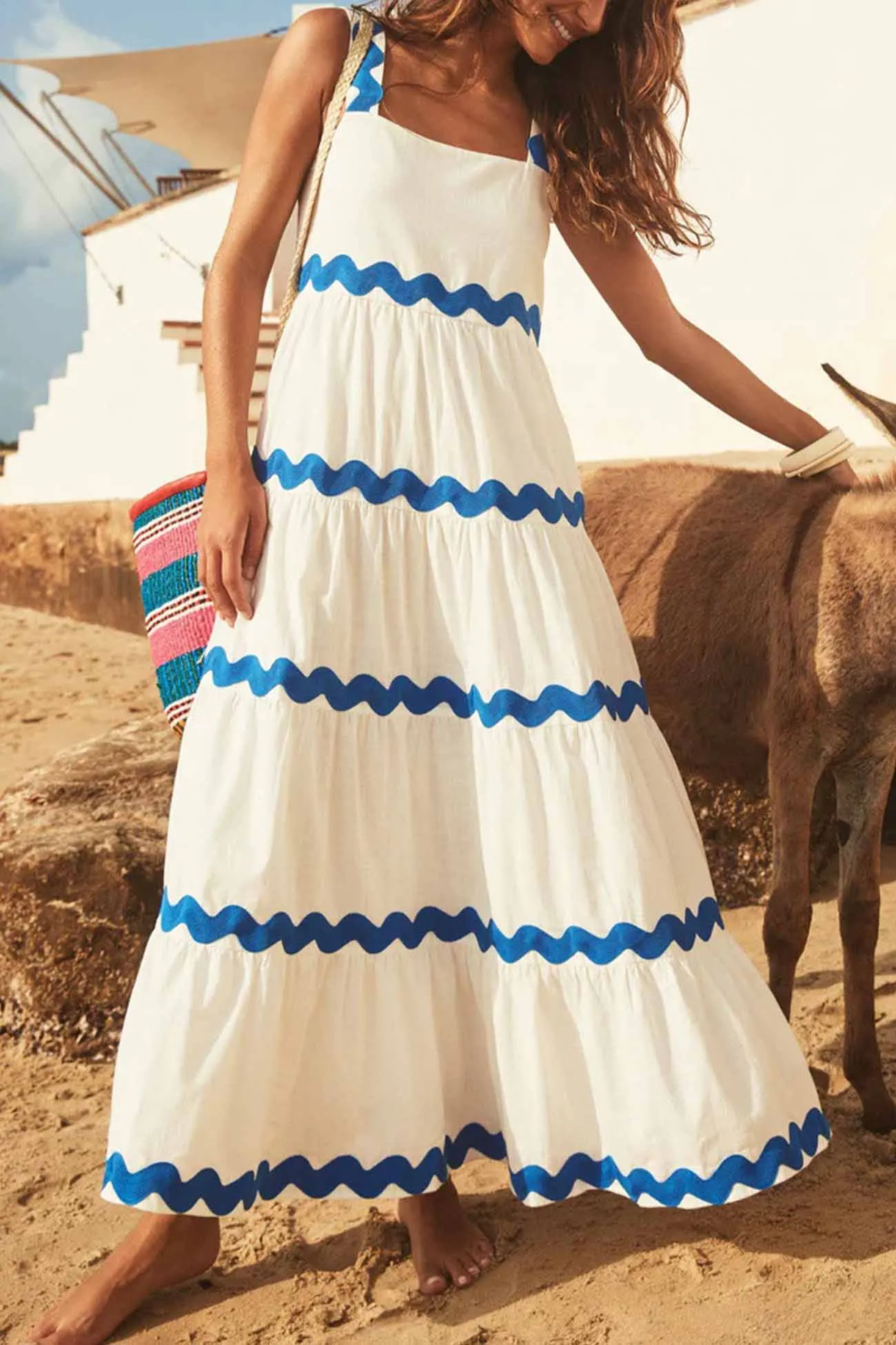 Ripple Stripe Tiered Cami Dress