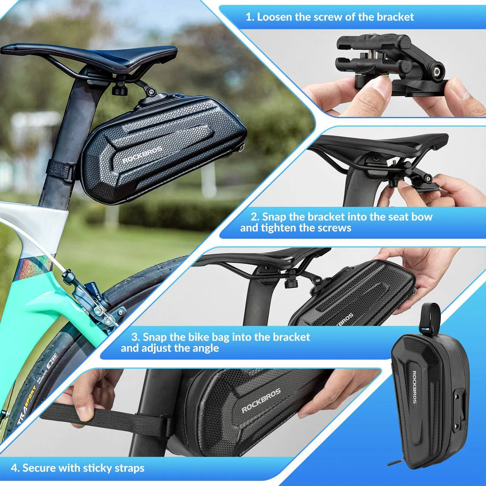 ROCKBROS 3D Hard Shell Fahrrad Satteltasche mit Schnellverschluss 1,8L
